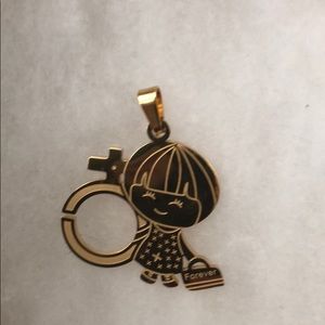 Beautiful girl pendant stainless steel w/purse